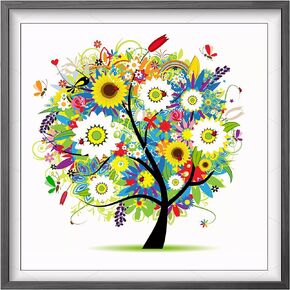 LOMTRATS Stamped Cross Stitch Kits 11CT Embroidery Starter Kit DIY Needlework Craft Tree of Life Spring for Beginner or Novice