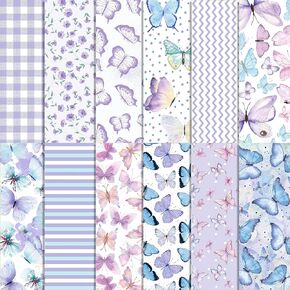 24 Sheets Watercolor Butterfly Scrapbook Paper 12'' x 12'' Butterfly Flower Pattern Paper Vintage Butterfly Double-Sided Scrapbook Paper for Card Making, Journaling, Planners Aesthetic Room Decor
