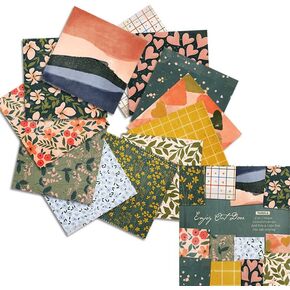 Scrapbook Paper Pad,Cardstock Paper Decorative Craft Paper,6"X6" Garden Floral Patterned Paper, 12 colours, 2 sheets per colour, 24 sheets for Vintage Crafts Junk Journal Supplies