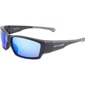 Cliff Weil Freelance Wraparound Sports & Motorcycle Sunglasses for Men or Women Matte Black Frame w/Dielectric Blue Mirror Lens
