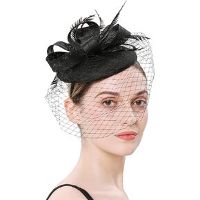 OSALADI Women Fascinator Hat Elegant Fascinator Hat Headband with Mesh Veil Tea Party Headband Wedding Headband for Women