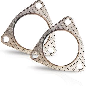 2 PCS Car Exhaust Pipe Interface Gasket, 2.48" Asbestos + Tinplate Three-hole Design Stable Structure High Pressure Resistant Exhaust Flange Gasket, Modification Parts, for Most Cars (Silver)