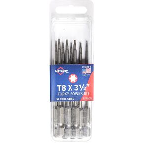 Mayhew Tools 19332-8 USA Torx Power Bit, T8 x 3.5", 8-Pack