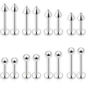 Dyknasz 16G Labret Jewelry Surgical Steel Medusa Piercing Jewelry Snake Bite Jewelry Monroe Piercing Jewelry Lip Rings for Women Men 6mm/8mm/10mm/12mm
