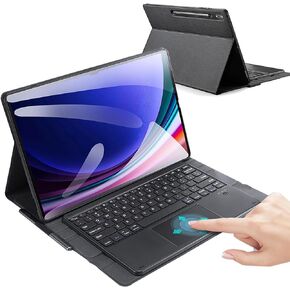Keyboard Case for Samsung Galaxy Tab S9 Ultra 2023/S8 Ultra 2022 14.6 Inch, Detachable Bluetooth Keyboard with Multi-Touch Trackpad, PU Leather Protective Cover, Auto Sleep/Wake, Black