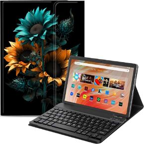 Fire HD 8 Keyboard Case Compatible for Amazon Kindle Fire HD 8/HD 8 Plus(2020 Release, 10th & 2022 Release, 12th), with Detachable Bluetooth Keyboard & Protective Cover, Sea Turtle