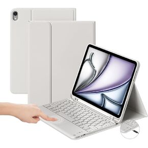 Touchpad Keyboard Case for iPad Air 11 Inch 6th Gen (2024), iPad Air 5th/4th Gen (2022/2020) 10.9 inch, Multi-Touch Trackpad Keyboard Case with Pencil Holder,Detachable Bluetooth Keyboard,Black
