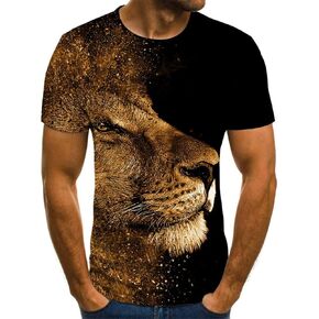 Men's Lion Graphic Print Summer Personality Fashion T-Shirt