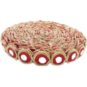 Round Shiny Mirror Lace 9 Mtr / 9.8 Yards Border for Dresses, Sarees, Suits, Blouses, Dupattas, Bags, Art & Craft - Multi