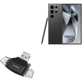 BoxWave Smart Gadget Compatible with Samsung Galaxy S24 Ultra - AllReader SD Card Reader, microSD Card Reader SD Compact USB - Jet Black