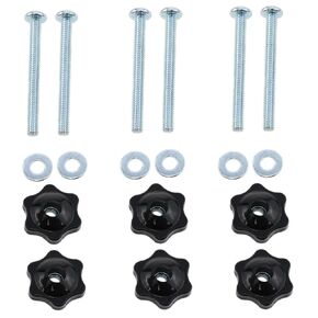 Meuey Lyot- T-Track Knob kit Galvanized Iron Screws 1/4-20 x 2-1/2“ and Black Hexagon Hand nut with 1/4 "Galvanized Iron Flat Washer -6set