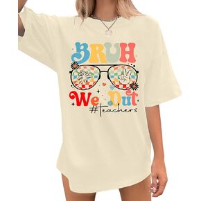 Bruh We Out Teachers Shirt Last Day of School Tshirt Teacher Shirts for Women Cute Teach Inspirational Tops