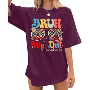 Bruh We Out Teachers Shirt Last Day of School Tshirt Teacher Shirts for Women Cute Teach Inspirational Tops