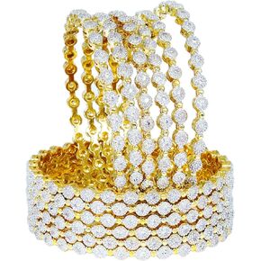 Sukh Collection Jewellery Indian Bollywood Gold Plated American Diamond Zircon Made 12 Pcs Bangle Bracelets Traditional Women Wedding Bridal Fashionable Beautiful Girls Jewelry