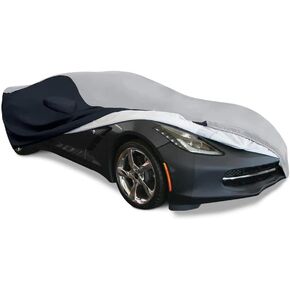 C7 Corvette Indoor/Outdoor Car Cover - Ultraguard Plus 300 Denier for 2014-2019 Stingray, Z51, Z06, Grand Sport (Gray/Black)