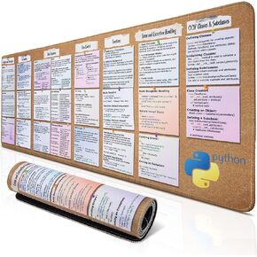 Python Programming Cheat Sheet Desk Mat - Large Mouse Pad with Complete Code Reference (31.5" x 11.8") - Professional Coding Guide Mousepad for Beginners & Software Engineers