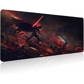 XXL Mouse Pad Ahsoka-Tano Vs Vader,Extra Large Gaming Mousepad Laptop Desk Mat,Non-Slip Rubber Base,Stitched Edges,Smooth Fabric,Computer Keyboard & Mice Combo Pads for Office Game 31.5x15.7