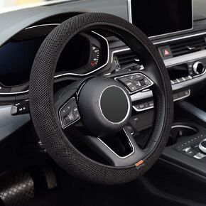 KAFEEK Elastic Stretch Steering Wheel Cover, Universal 15 inch, Microfiber Breathable Ice Silk, Anti-Slip, Odorless, Easy Carry, Black