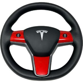 Steering Wheel Trim Vinyl Wrap for Tesla Model 3/Y, Gen 1.0 (Tesla Interior White/Satin White)