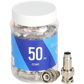 ENS BNC Male Crimp-On Connector - 2 Piece Set - Coax RG 59 Connector - 50 PCs