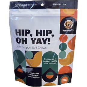 Hip Hip Oh Yay! Canine Hip & Joint Supplement Soft chew with Glucosamine, Chondroitin, Green Lipped Mussel, MSM, Hyaluronic Acid, Boswellia and so Much More!