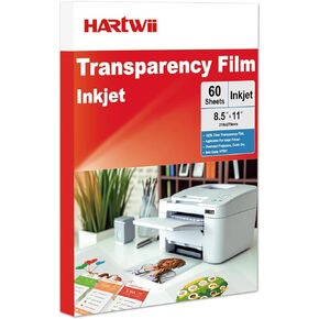 Inkjet Transparency Film 60 Sheets 8.5x11 Inches Dries Quickly Applicable for Inkjet Printer Overhead Projectors