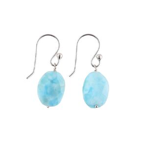 OdrillionGems Natural Sky Blue Larimar Gemstone Rose-Cut Earrings, 925 Sterling Silver Jewelry, Minimalist, Dangling Earrings, Birthday, Handmade Earrings Gift for Women & Girls