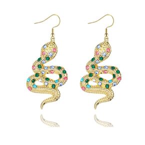 Handmade Snake Earrings for Women Girls Trendy Vintage Boho 14K Gold Silver Filled Crystal Rhinestone Long Serpent Dangle Drop Earrings Beach Simple Delicate Jewelry Gift (Gold Twist Snake)