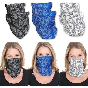 Balaclava Face Mask, Neck Gaiter, UV Protector Hood Motorcycle Ski Snowboarding Cycling Hunting Scarf for Men Women Kids (Blue, Black, White)