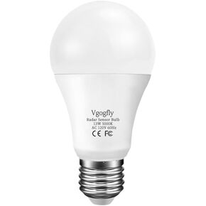 Vgogfly Radar Motion Sensor Light Bulbs A19 100W Equivalent 120V 13W Motion Detector Auto Activated Dusk to Dawn Security Outdoor Porch Lights LED Bulb Daylight 5000K E26 (1 Pack)