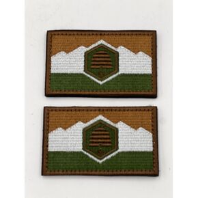 Set of Two Utah State Flag Patch with Hook and Loop Includes Hook and Loop Backing (Red White and Blue)