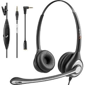 Phone Headset for Cell Phone with Microphone Noise Cancelling, 3.5mm Computer Headphones for iPhone Samsung PC Mac, Laptop Headset for Office Home (Black, 602-3.5)