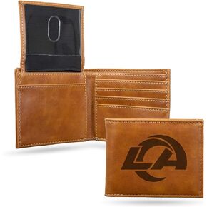 Rico Industries NFL Los Angeles Rams Laser Engraved Billfold Wallet, Brown
