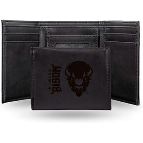 NCAA Howard University Bisons Men’s Trifold Black Wallet- Premium 9 Pocket Laser-Engraved Team Logo on Vegan Leather- Minimalist Design, ID Window, Credit Card Holder- Ideal Men’s Gift
