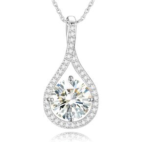 Moissanite Diamond Necklace Gift for Women, 925 Sterling Silver 18K White/Yellow Gold Plated 1CT-4CT Lab Created Diamond Pendant for Her, Anniversary Day Valentines Gift, Birthday, Wedding - to My Wife, Girlfriend, Mom, 18+2 inches Necklace with GRA Certi