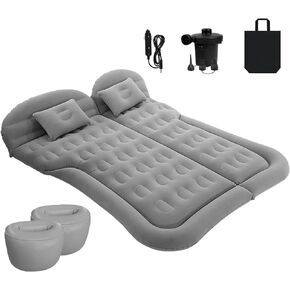 SUV Air Mattress, Inflatable Bed for SUV Trunk and Rear Seat with 2 Pillows, Electric Pump, Inflatable Car Bed Mattress for Home Car Travel Camping (Black)