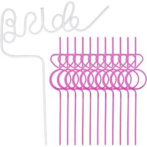 Bachelorette Party Decorations Straws Set 12 Pcs, Vulgbunee Bride Party Supplies,11 Diamond Ring (Pink) and 1 Bride Straw (White), 【Please purchase from seller VULGBUNEE While Ordering Our Straws】