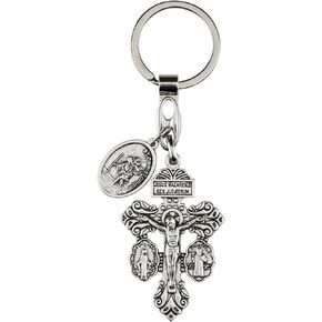 Pardon Crucifix With St Christopher Keychain,Catholic St Christopher Medal For Car,La Cruz Del Perdon Catolica,Crucifijo Del Perdon,Medalla De San Benito Virgen Milagrosa Llaveros Para Carros