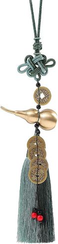 Feng Shui Coins with Brass Calabash Wu Lou Hanging Decoration for Longevity Wealth Porsperity Success and Good Luck Car Charm Rear View Mirror Car Ornament for Travel Safely with Blessing Paper in it in Saudi Arabia