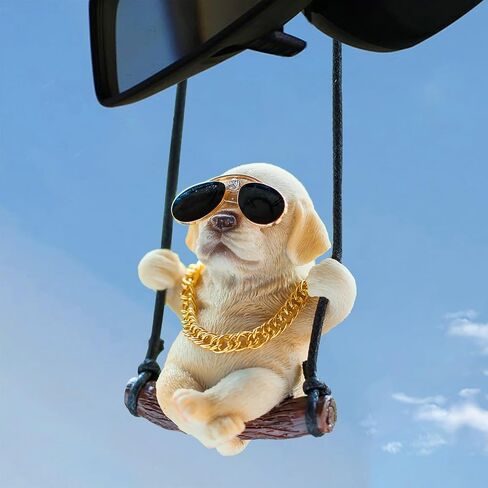 Swinging Dog Car Hanging Ornament, Cool Labrador Dog Car Mirror Hanging Accessories, Rear View Mirror Accessories Dog Car Accessories Home/Car Decor, Small Gifts for Women/Men in Saudi Arabia