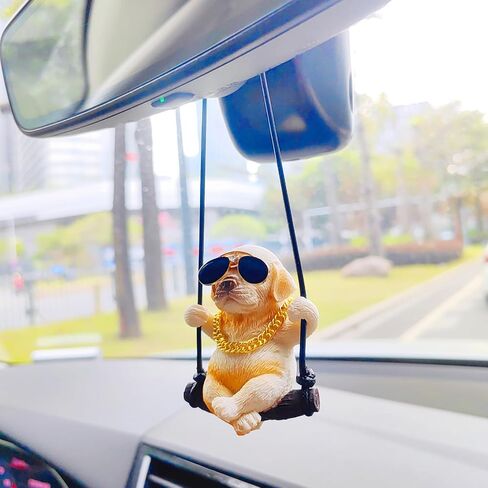Swinging Dog Car Hanging Ornament, Cool Labrador Dog Car Mirror Hanging Accessories, Rear View Mirror Accessories Dog Car Accessories Home/Car Decor, Small Gifts for Women/Men in Saudi Arabia