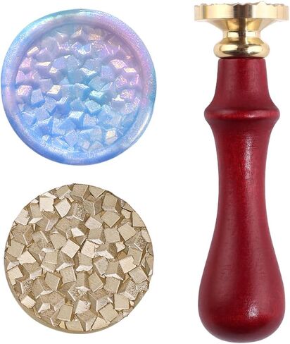 مجموعة ختم الشمع على شكل كتلة الثلج، رأس ختم معدني ومقبض خشبي، مجموعة ختم الشمع، ختم شمع بقطر 2.54 سم لدعوات الزفاف/ختم المغلف/تغليف الهدايا/ديكور بطاقات عيد الميلاد in Kuwait