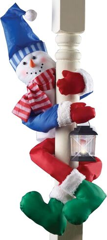 Collections Etc Festive Holiday Snowman Porch Railing or Tree Hugger with Attached Battery-Operated Lantern in Saudi Arabia