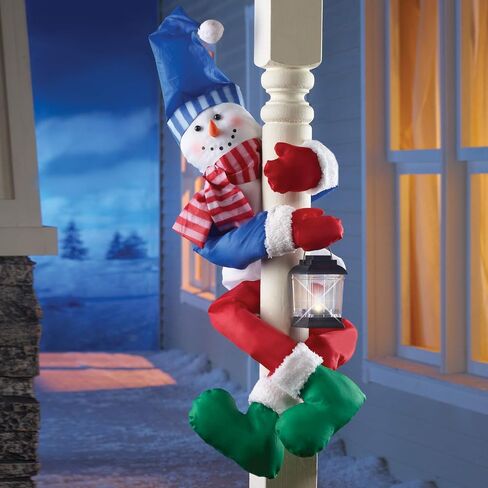 Collections Etc Festive Holiday Snowman Porch Railing or Tree Hugger with Attached Battery-Operated Lantern in Saudi Arabia
