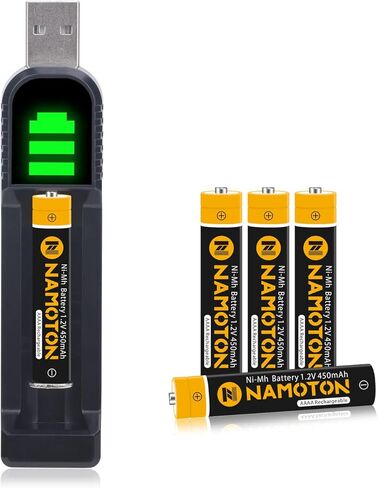 بطاريات AAAA من Pickle Power، 4 عبوات بطارية Ni-MH قابلة لإعادة الشحن بقدرة 450 مللي أمبير في الساعة مع شاحن USB LED لقلم Microsoft Surface، لقلم اللمس النشط، للقلم الرقمي من Dell in Kuwait