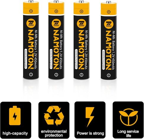 بطاريات AAAA من Pickle Power، 4 عبوات بطارية Ni-MH قابلة لإعادة الشحن بقدرة 450 مللي أمبير في الساعة مع شاحن USB LED لقلم Microsoft Surface، لقلم اللمس النشط، للقلم الرقمي من Dell in Kuwait