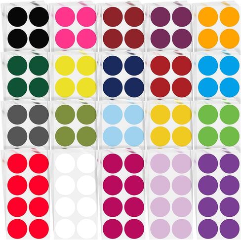 800 Pieces 2 Inch Round Color Coding Label Sticker 20 Assorted Colors Circle Dot Stickers Self-Adhesive Colored Stickers Solid Color Round Sticker for Coloring, Marking, Organizing in Saudi Arabia