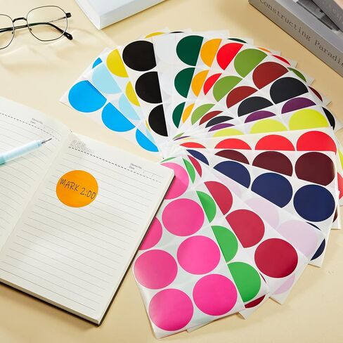 800 Pieces 2 Inch Round Color Coding Label Sticker 20 Assorted Colors Circle Dot Stickers Self-Adhesive Colored Stickers Solid Color Round Sticker for Coloring, Marking, Organizing in Saudi Arabia