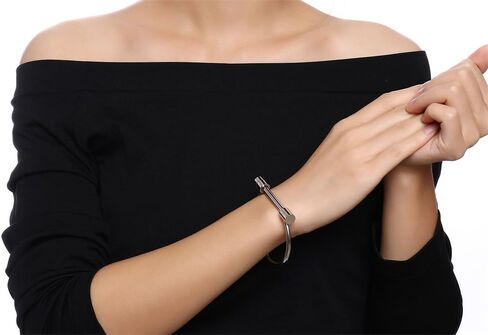 Stainless Steel D Shape Bar Screw Shackle Horseshoe Novelty Fashion Bangle, Unisex in Saudi Arabia