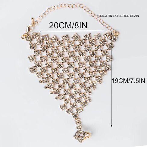 Rhinestone Ring Bracelets Crystal Hand Chain Silver Finger Ring Bracelet Sparkly Full Hand Harness Slave Chian Jewelry Accessories for Women and Girls in Saudi Arabia